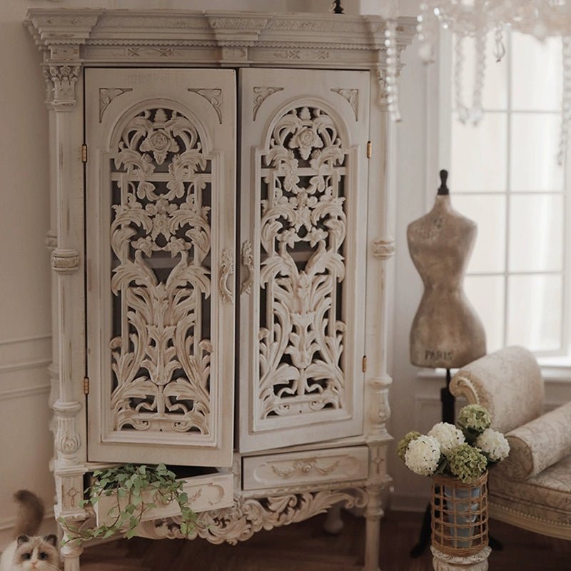 Miniature Carved Cabinet with Floral Patterns - Dollzworld