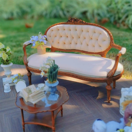 Dollzworld 1/6 Miniature American Garden Sofa Set (Sofa + Round Table + Coffee Table)