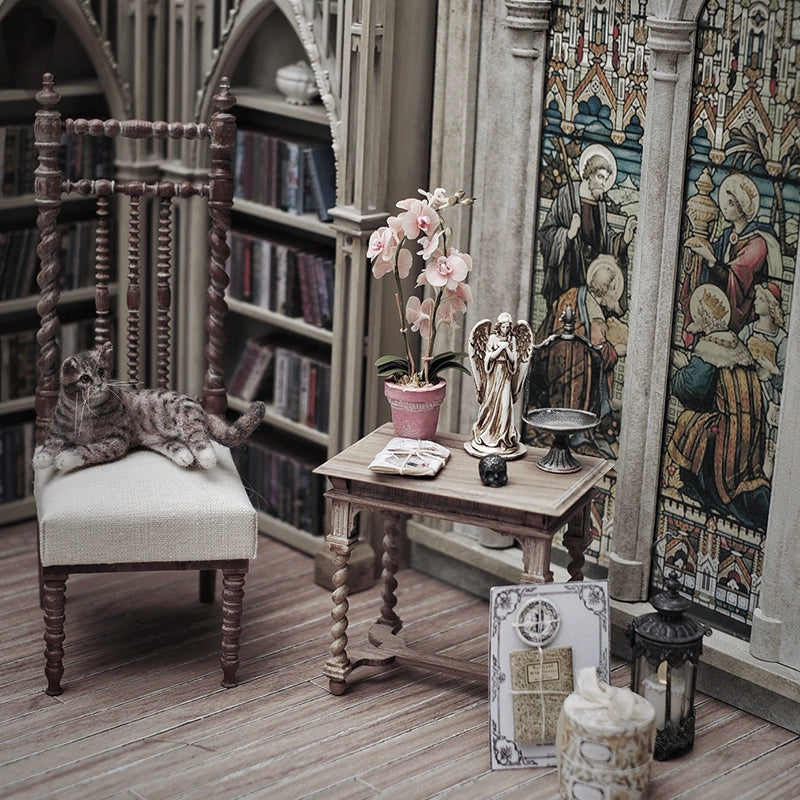 Miniature Gothic Style Night Library