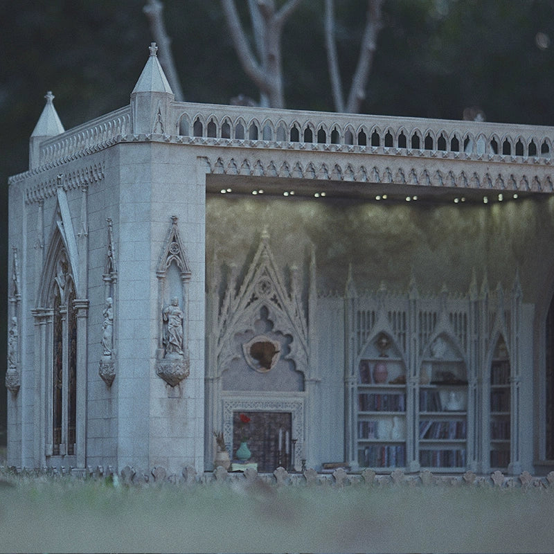 Miniature Gothic Style Night Library